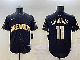 Men's Milwaukee Brewers #11 Jackson Chourio Black Gold With Home Patch Limited Stitched Jersey,baseball caps,new era cap wholesale,wholesale hats